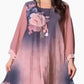 🌺 Femei florale imprimare rotund gât Mesh maneca rochie