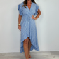 Femeii Resort Style V-Neck Polka Dot Ruffle maneca rochie