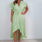 Femeii Resort Style V-Neck Polka Dot Ruffle maneca rochie