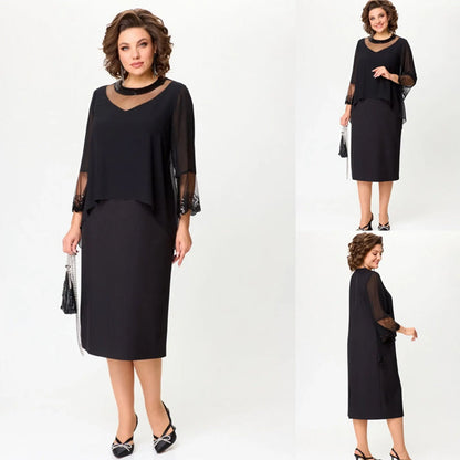 Rochie elegantă cu mânecă șapte sferturi