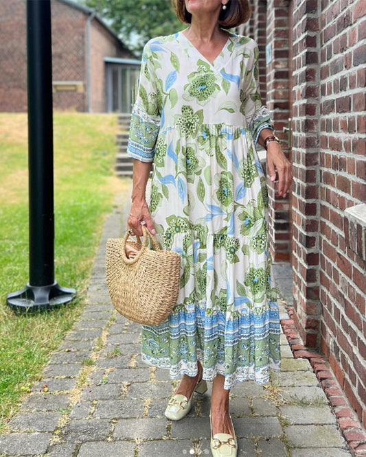 👗 Rochie lungă imprimată la modă