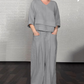 Irregular Hem bumbac lenjerie cu mânecă scurtă Casual două piese Set