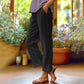 👖Pantalon casual cu croială lejeră în culoare solidă, cu nasturi laterali