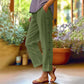 👖Pantalon casual cu croială lejeră în culoare solidă, cu nasturi laterali