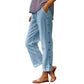 👖Pantalon casual cu croială lejeră în culoare solidă, cu nasturi laterali