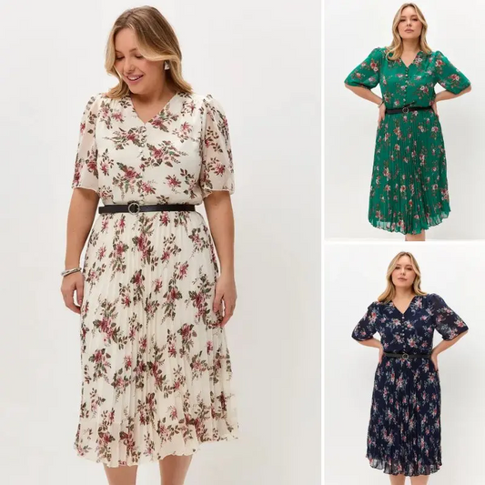 Rochie plisată florală elegantă