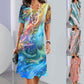 🌸Rochie de gât rotund imprimată casual pentru femei👗