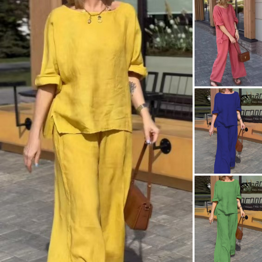 💕Costum la modă și elegant din bumbac și in