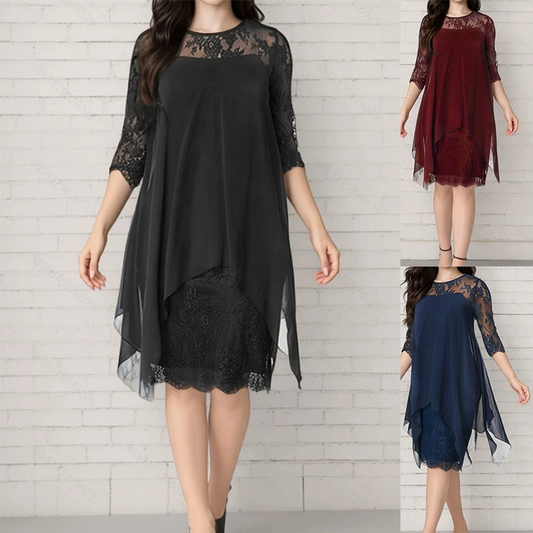 💖Rochii elegante cu pulover de dantelă cu tiv înalt și coborât pentru femei