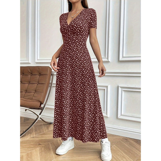 👗Rochie casual pentru femei cu imprimeu floral și decolteu în formă de v