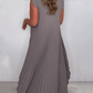 💖Set de pantaloni largi și topuri plisate cu tiv înalt și scăzut pentru femei