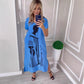 💖Femei vrac V-Neck Slit Extra rochii lungi