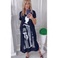 💖Femei vrac V-Neck Slit Extra rochii lungi