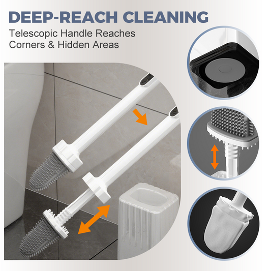 ✨2026-ös teljesen megújult változat🚽 Kihúzható WC-kefe és tartó szett