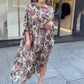 Rochie cu guler rotund și imprimeu floral