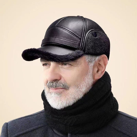 🧢 Férfi téli sapka birkabőrrel – lapos fülvédők