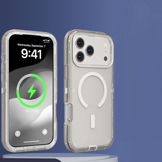 📱 Átlátszó mágneses ütésálló tok iPhone 13–17 szériához✨