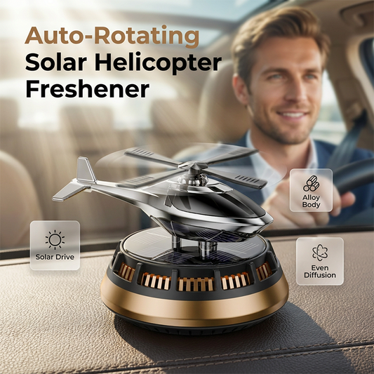 ✨ Napenergiával működő, forgó autóillatosító – helikopter formájú 🚗