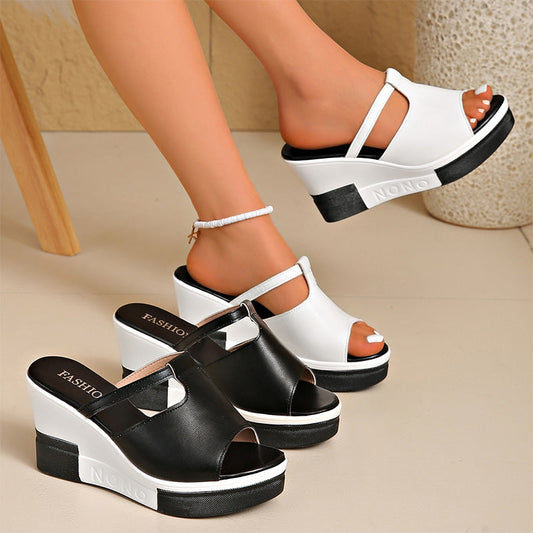 💖Elegáns, vastag talpú, ék alakú női szandál👡