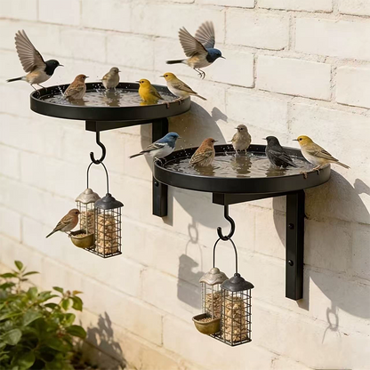 🐦 Falra szerelhető öntöttvas madárfürdő többfunkciós akasztóval🛁