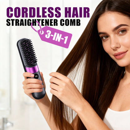 💇‍♀️3-in-1 vezeték nélküli hajkiegyenesítő kefe – hordozásra alkalmas utazási kivitel