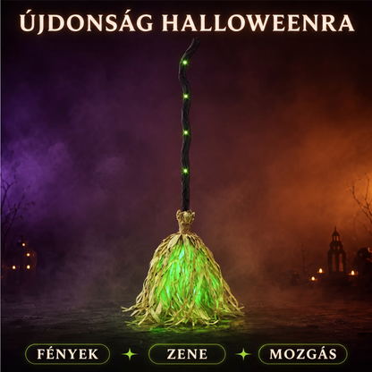 🧹🎃 Halloween elektromos boszorkányseprű díszítés✨