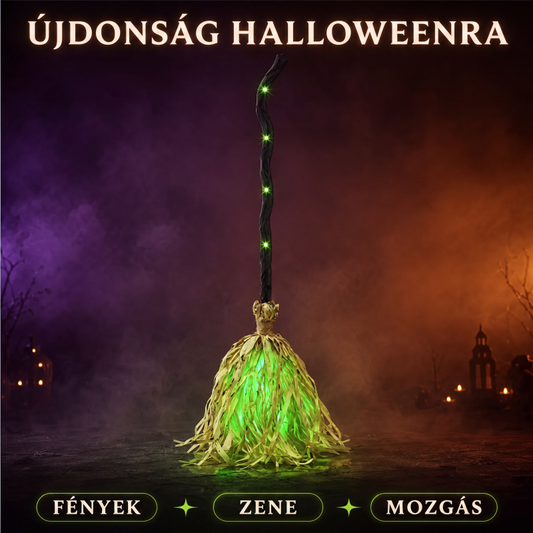 🧹🎃 Halloween elektromos boszorkányseprű díszítés✨