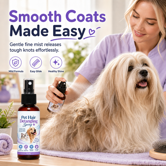 🐾 Szőrcsomó-oldó spray háziállatok számára – Könnyen kibontja a szőrcsomókat, fényessé teszi kedvence szőrét✨